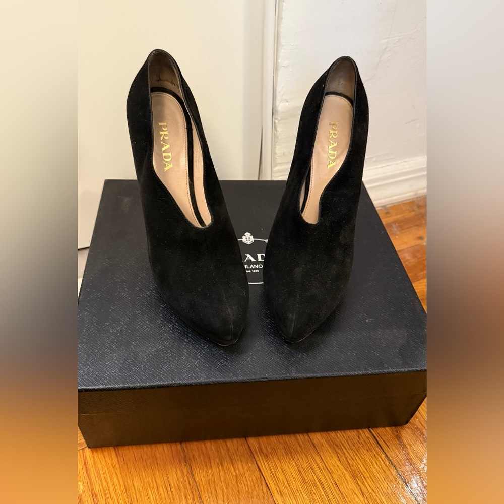 Prada Black Suede Women's Heels